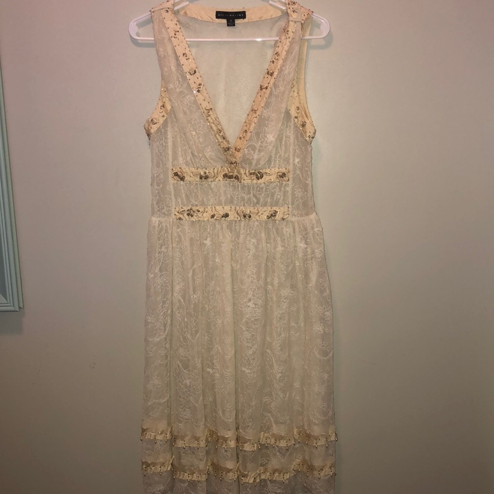 Aidan Mattox Sheer beaded and flower design dress
